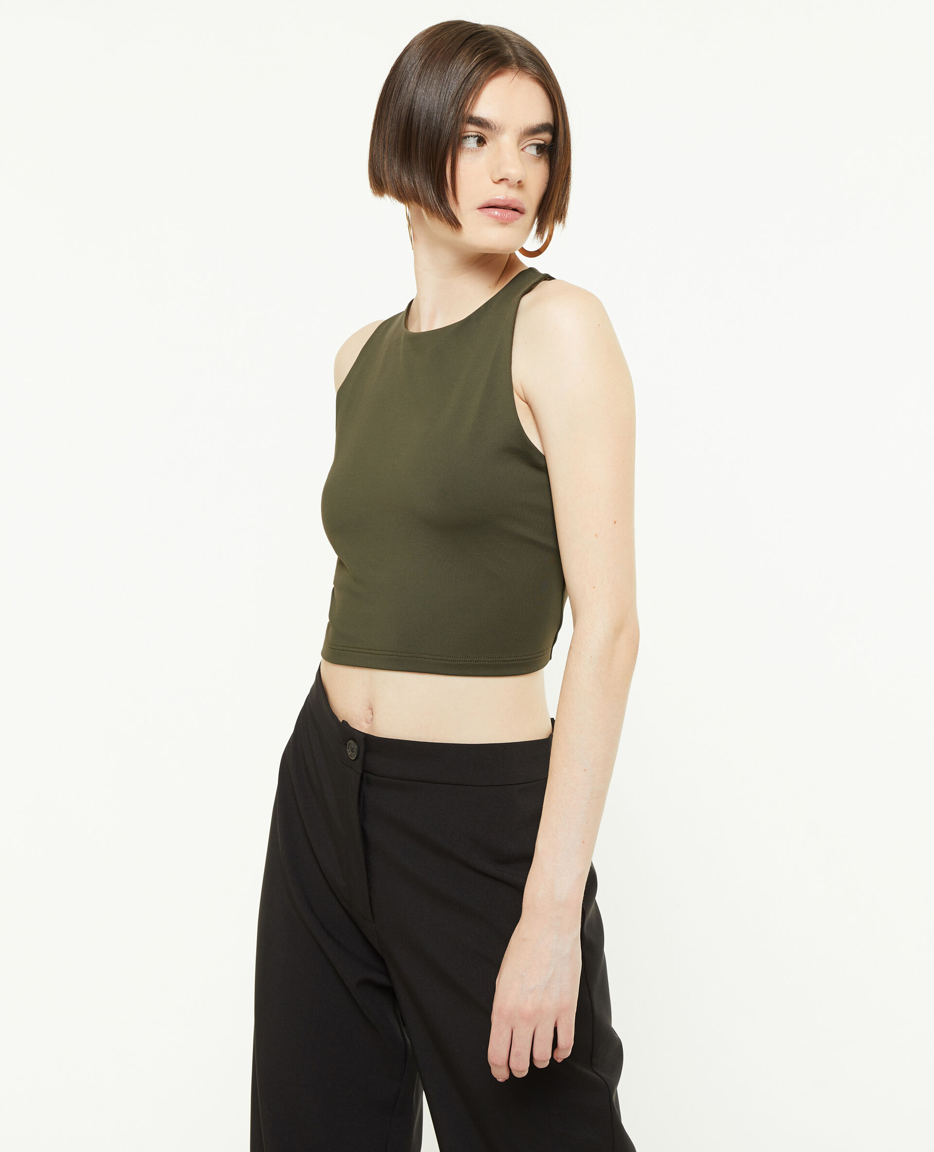 Top sans manches avec découpe dos - Vert kaki