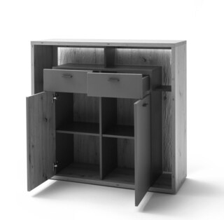 Highboard LIZZANO 115 x 108 cm grau/ braun