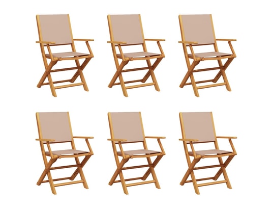 VIDAXL - Chaise pliante Chaises de jardin pliantes lot de 6 taupe tissu et bois mass...