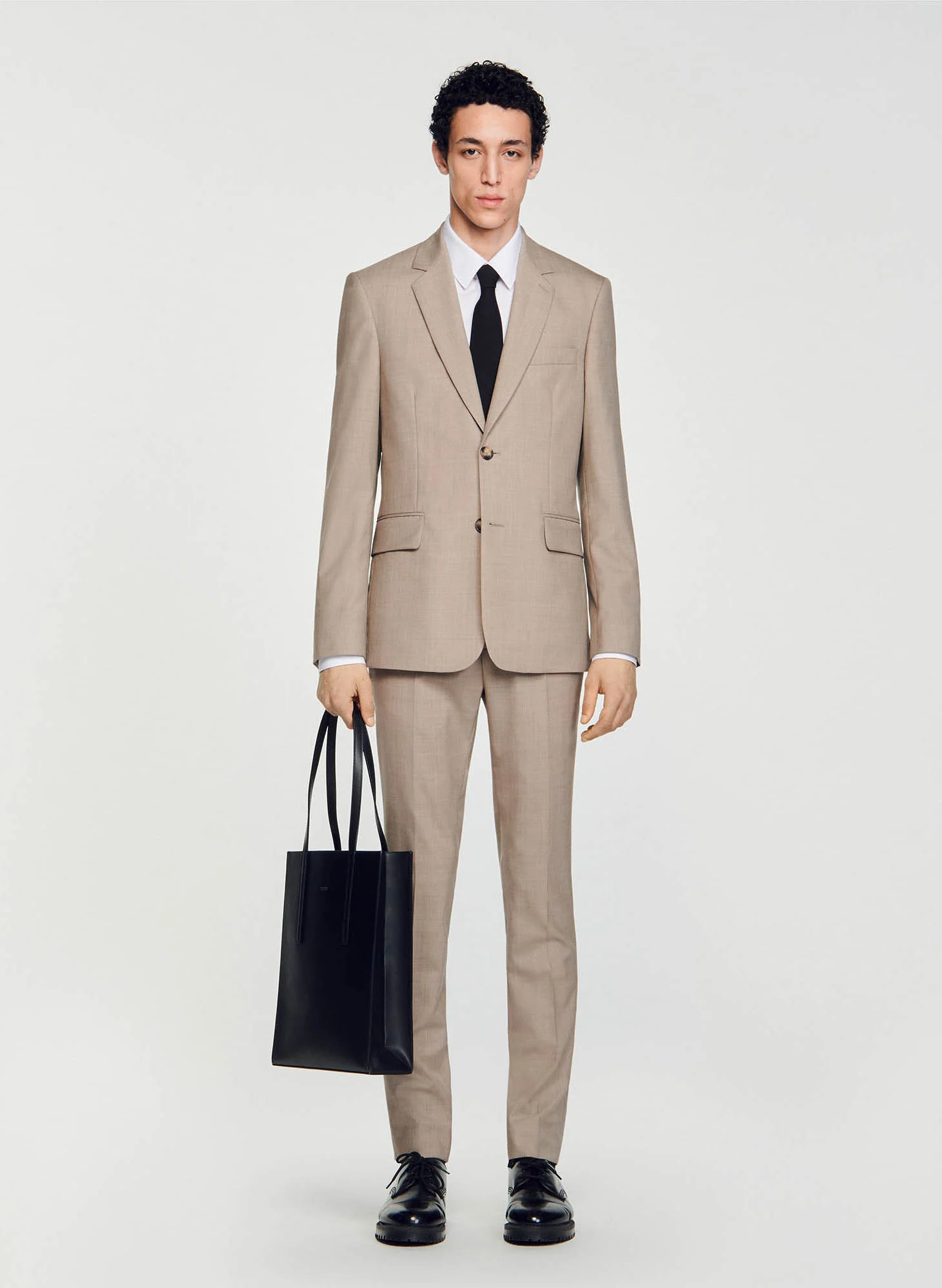 Veste col tailleur en laine vierge | Marron