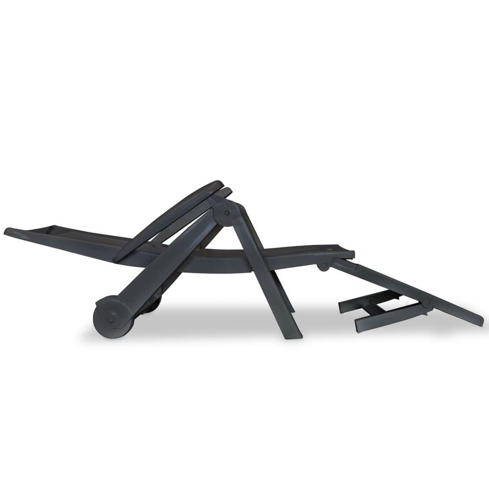 Transat chaise longue bain de soleil lit de jardin terrasse meuble d'extérieur avec repose-pied plastique anthracite 02_0012