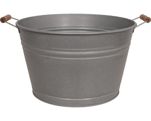 Zinken kuip met houten handvat 39x30x25 cm 22 L oud zink