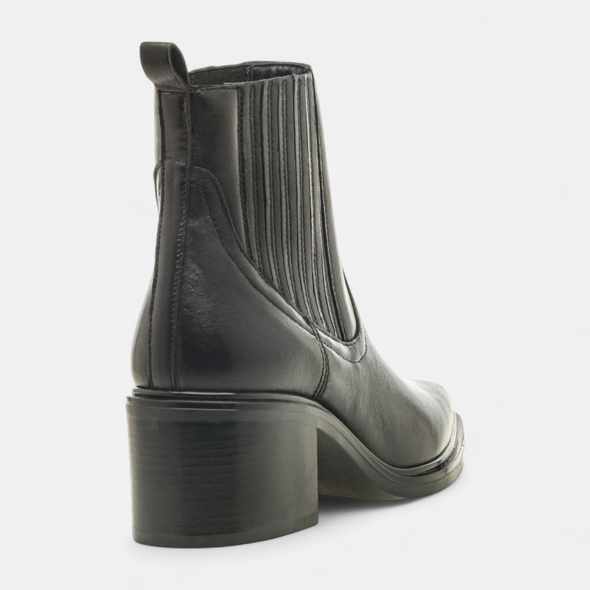 Boots chelsea à talon Femme en cuir noir