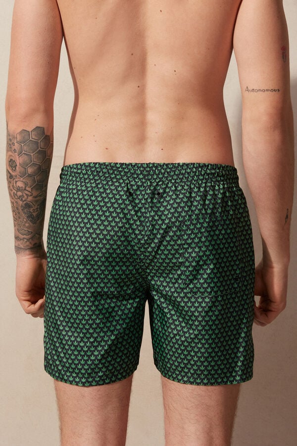 Maiô boxer com estampa de microfolhas