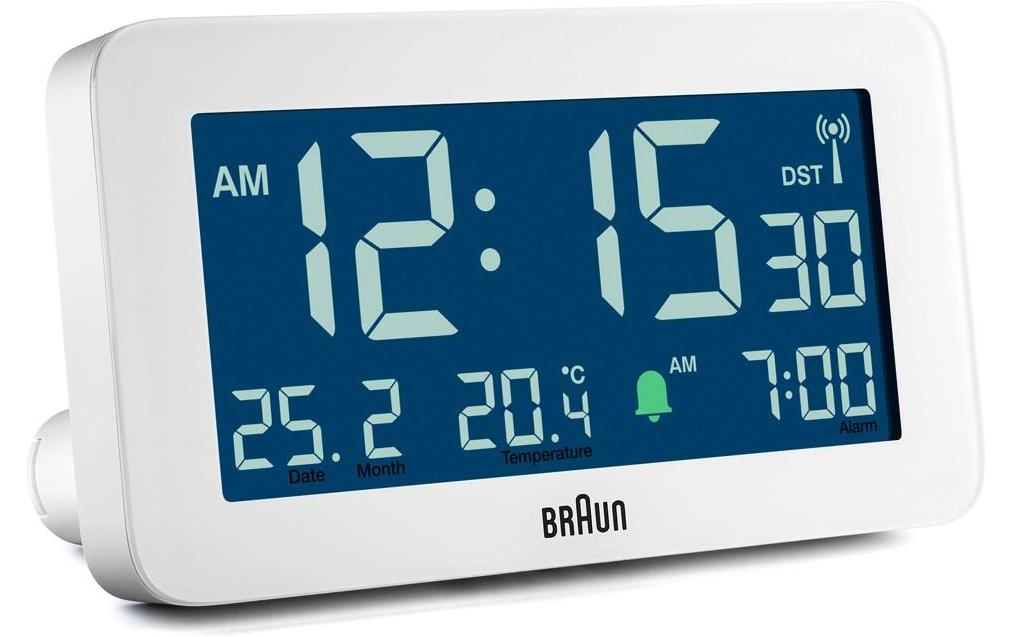Digitalwecker BC10W-DCF WeissDigitaler Wecker mit Funksteuerung, Temperaturanzeige und Schlummerfunktion