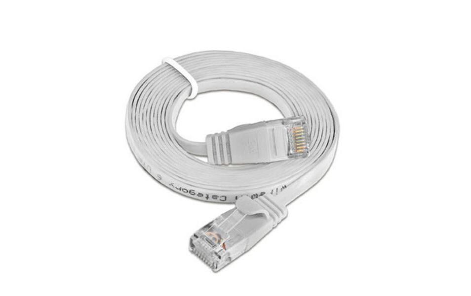 Slimpatchkabel RJ-45 - RJ-45, Cat 6, UTP, 0.1 m, WeissUnscreened/Unshielded Twisted-Pair-Kabel (UTP) mit Klinkenschutz