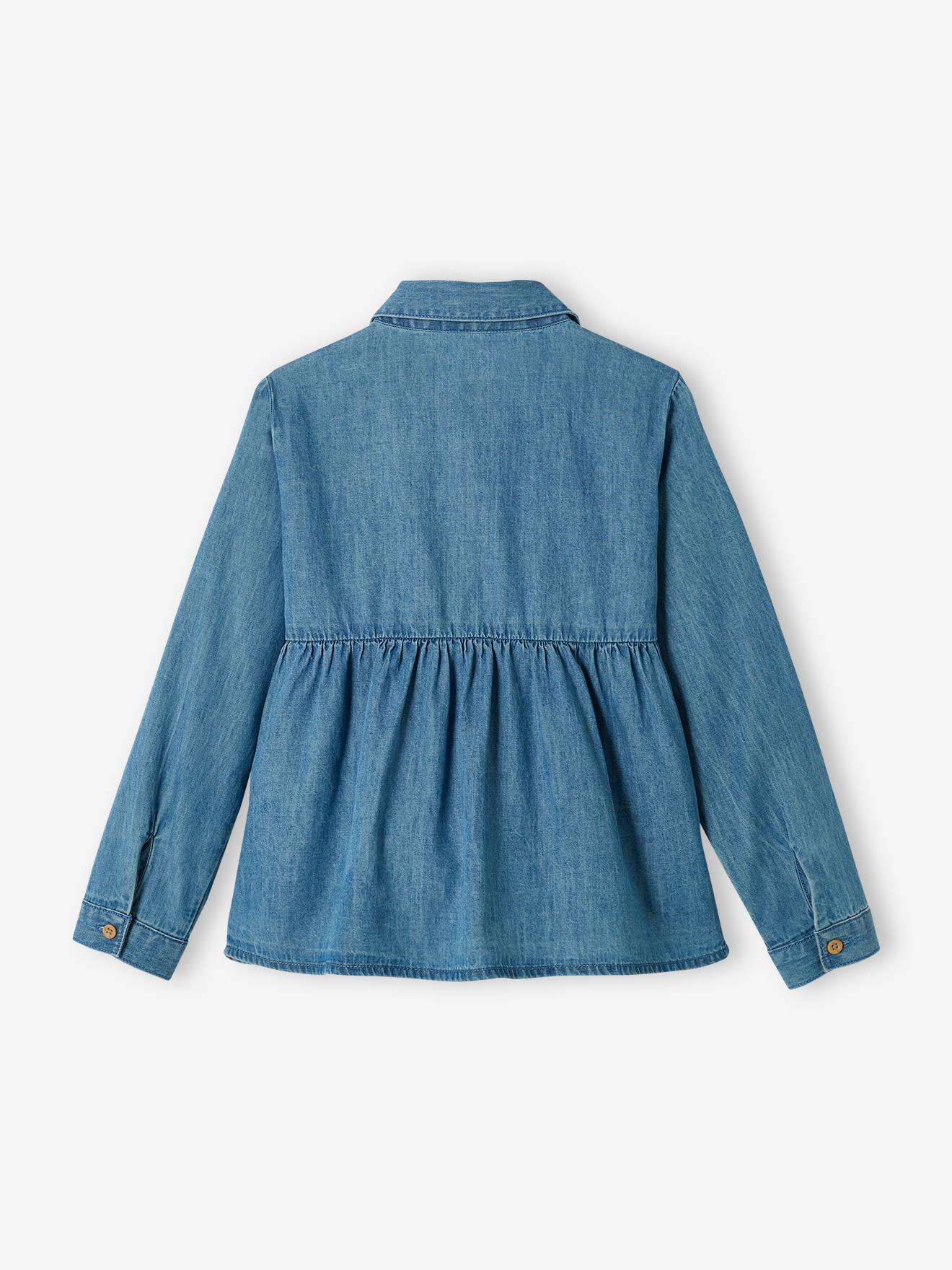 Blusa personalizável para meninas em jeans azul escuro de lavagem clara