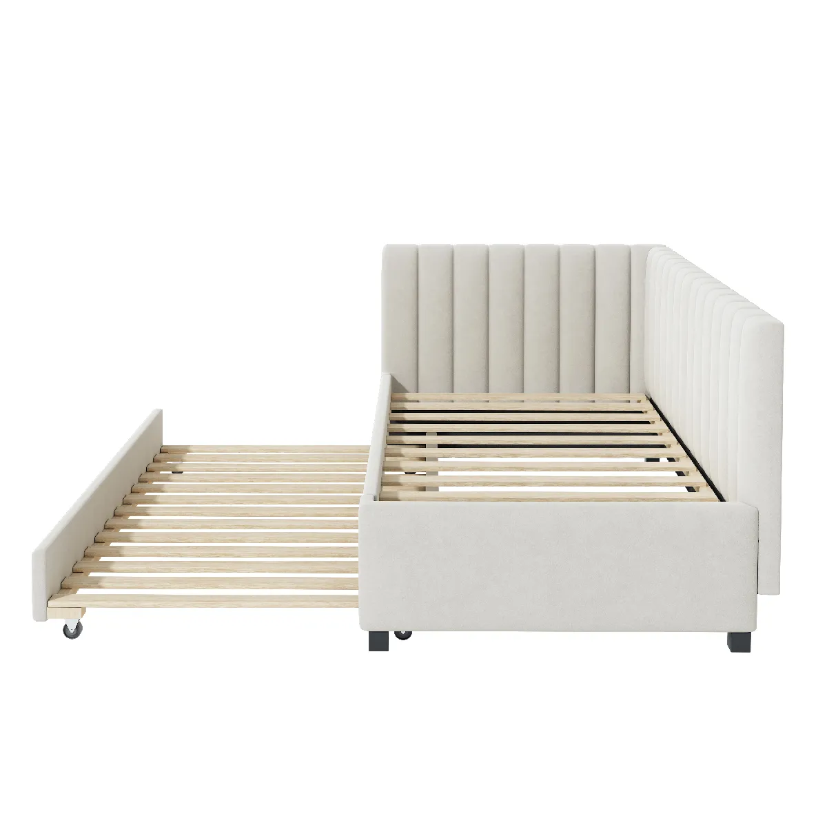 KOMHTOM Canapé-lit avec sommier 90x200 cm Beige Velours