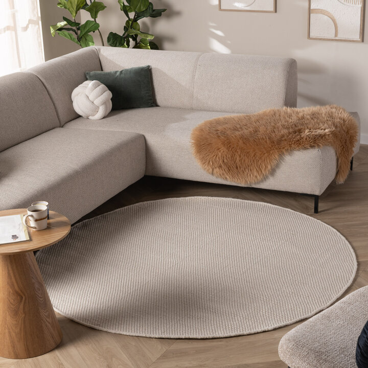 Rond wollen vloerkleed - Bliss Creme