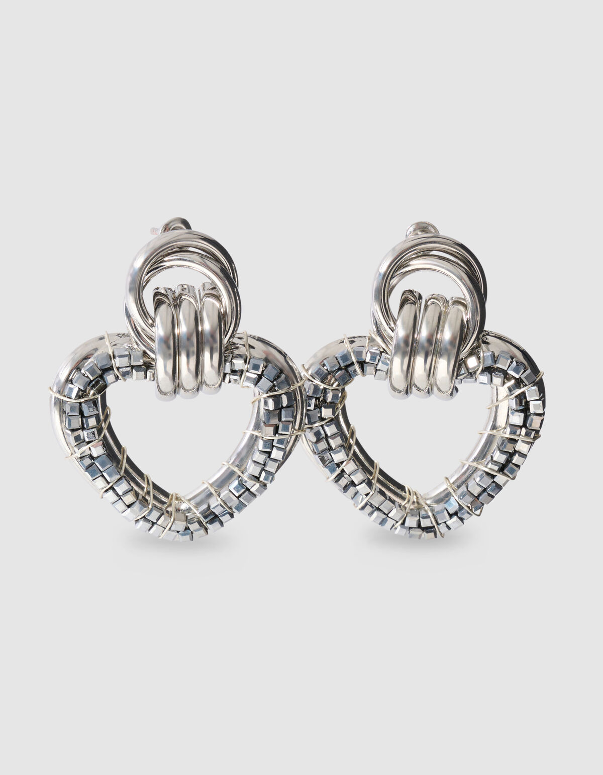 Beaded Heart Oorbellen Zilver