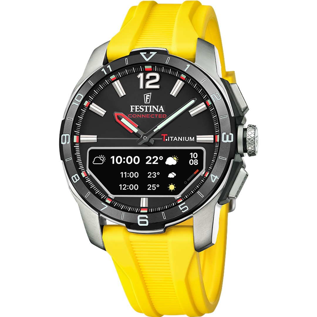 Festina Connected D Titan Schwarz / Gelb Ø 44 mm