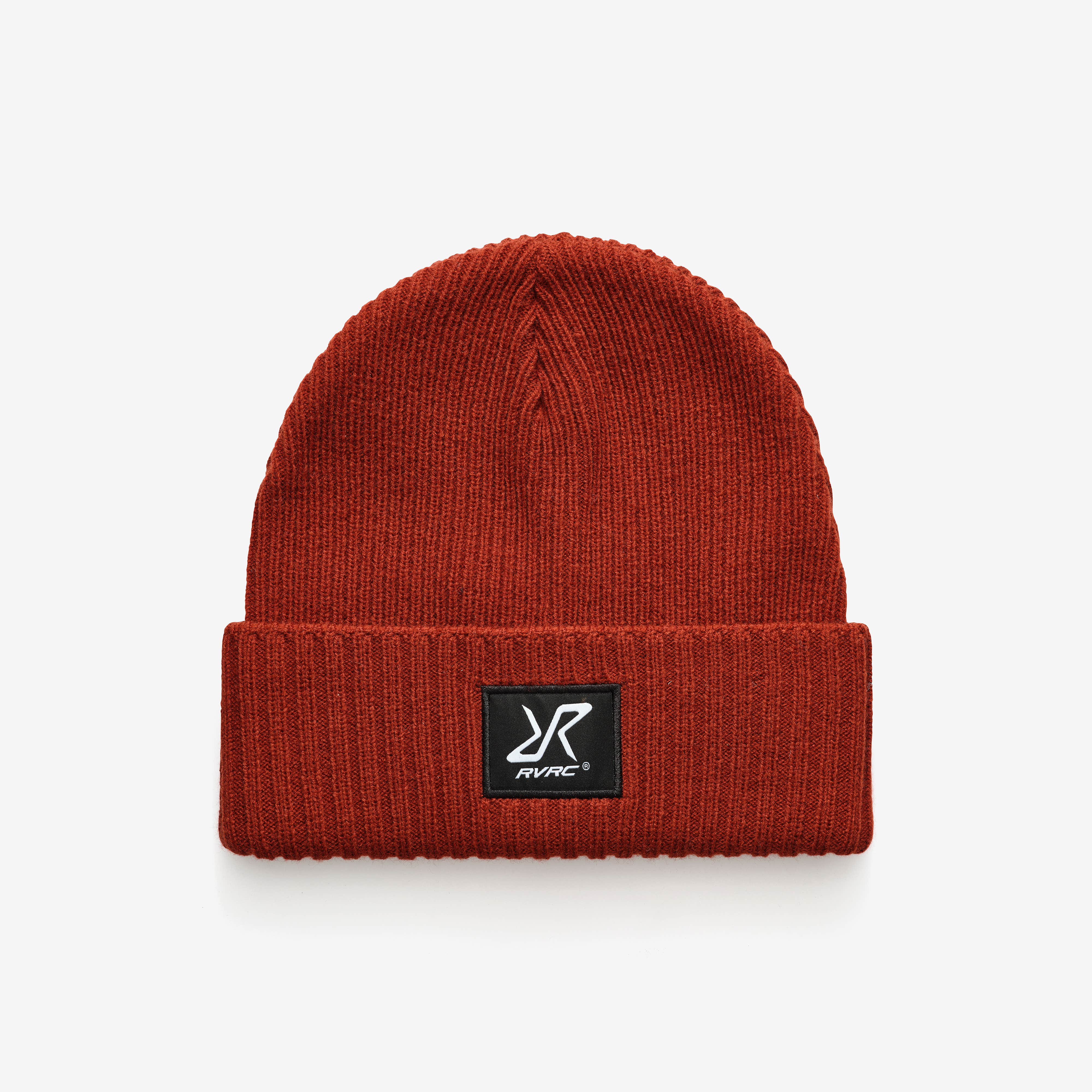 Ribbed Patch Beanie  Fired Brick