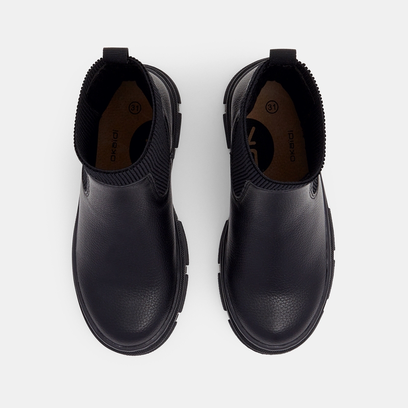 Boots semelles crantées noires fille