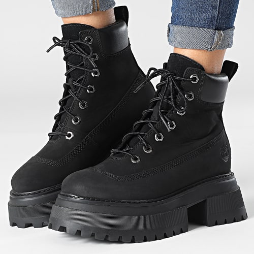 Boots Femme Sky 6 Inch Lace Up A248J Black Nubuck