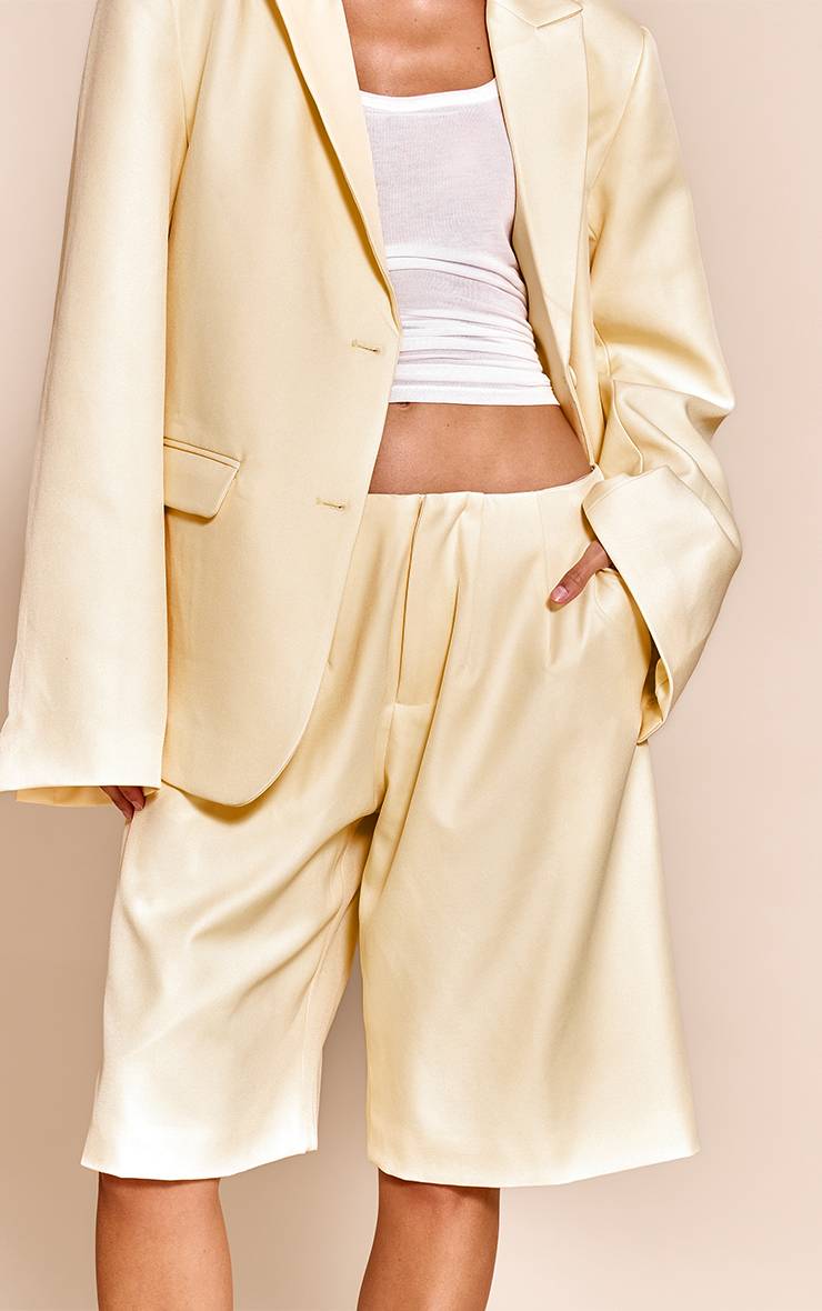 Butter Yellow Blazer Oversize Ajusté En Tissu Tissé