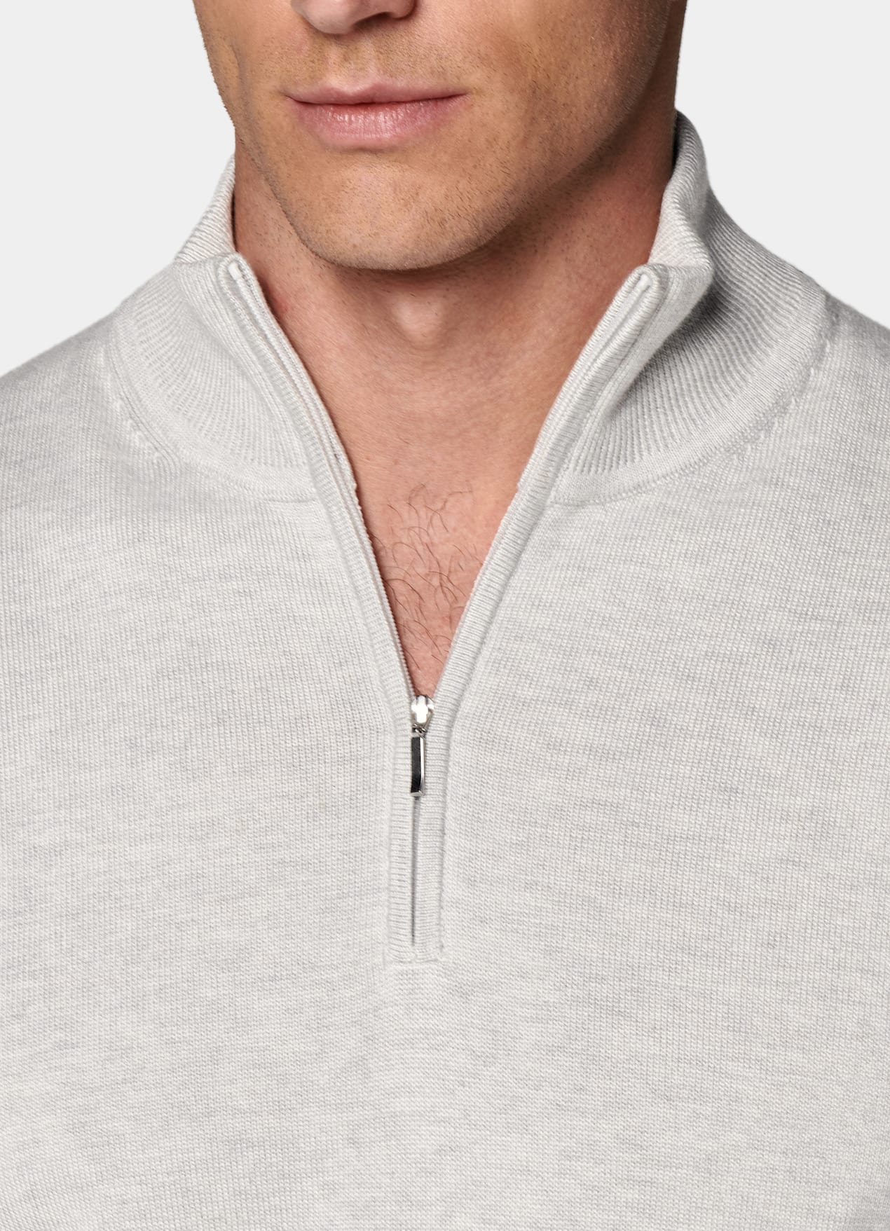 Pull semi-zippé gris clair
