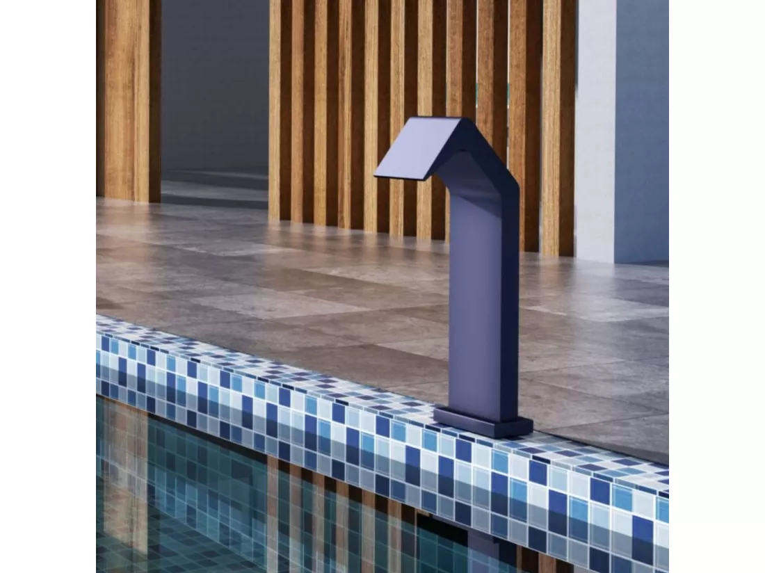 Cascade de piscine Niagara en Acier Inox.S316 Bleu Océan - Corps 150x55mm - H.54cm - Garantie 10 ans - POOL IMEX