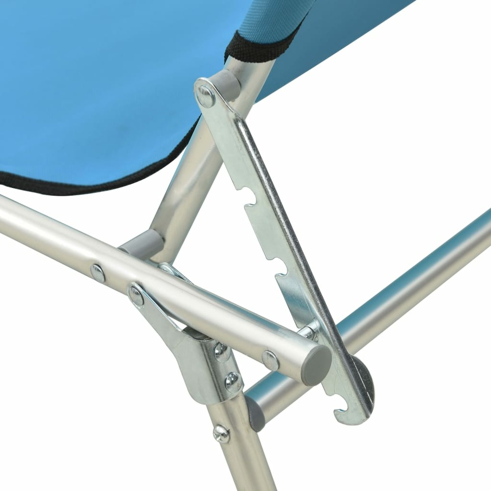 Transat chaise longue bain de soleil lit de jardin terrasse meuble d'extérieur pliable avec auvent bleu aluminium
