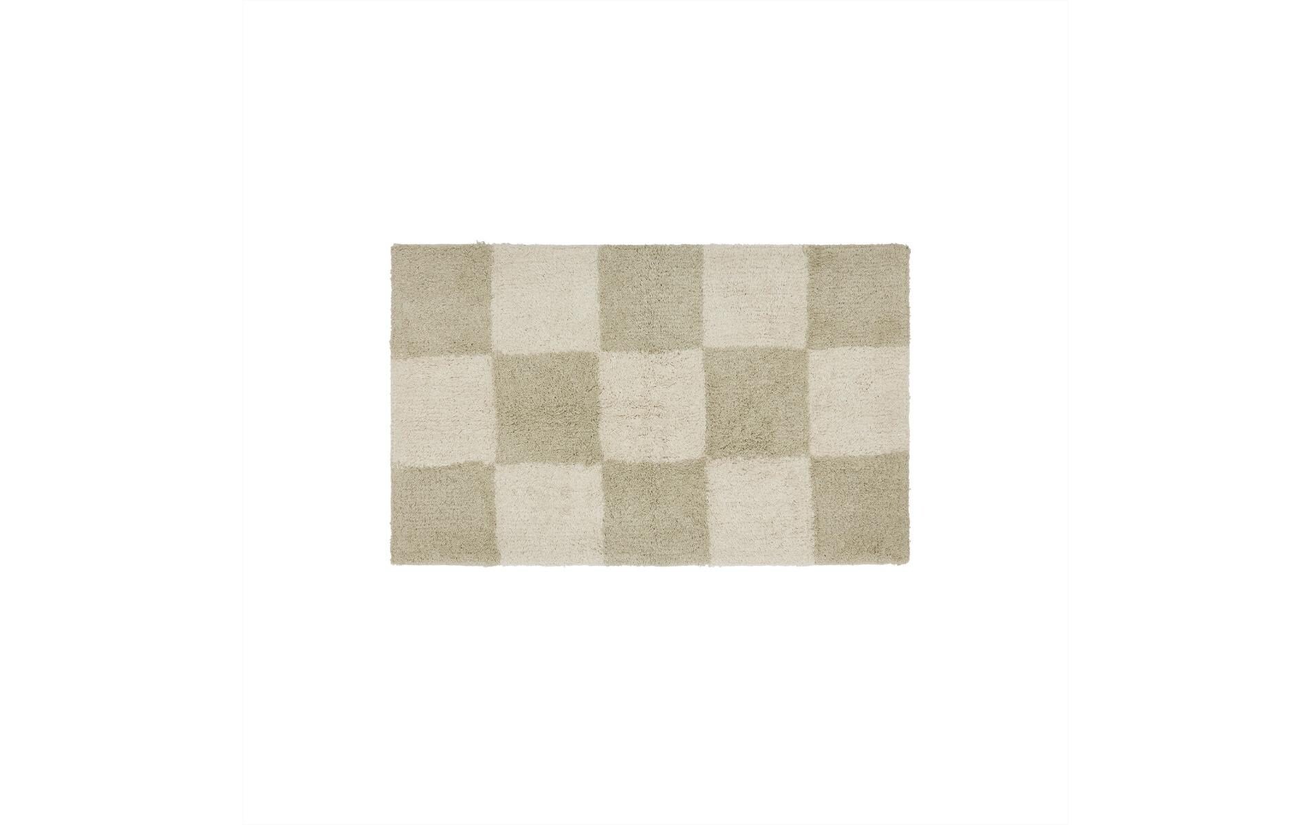 Badteppich Chess 48 x 80 cm, Beige/GrünBadvorleger