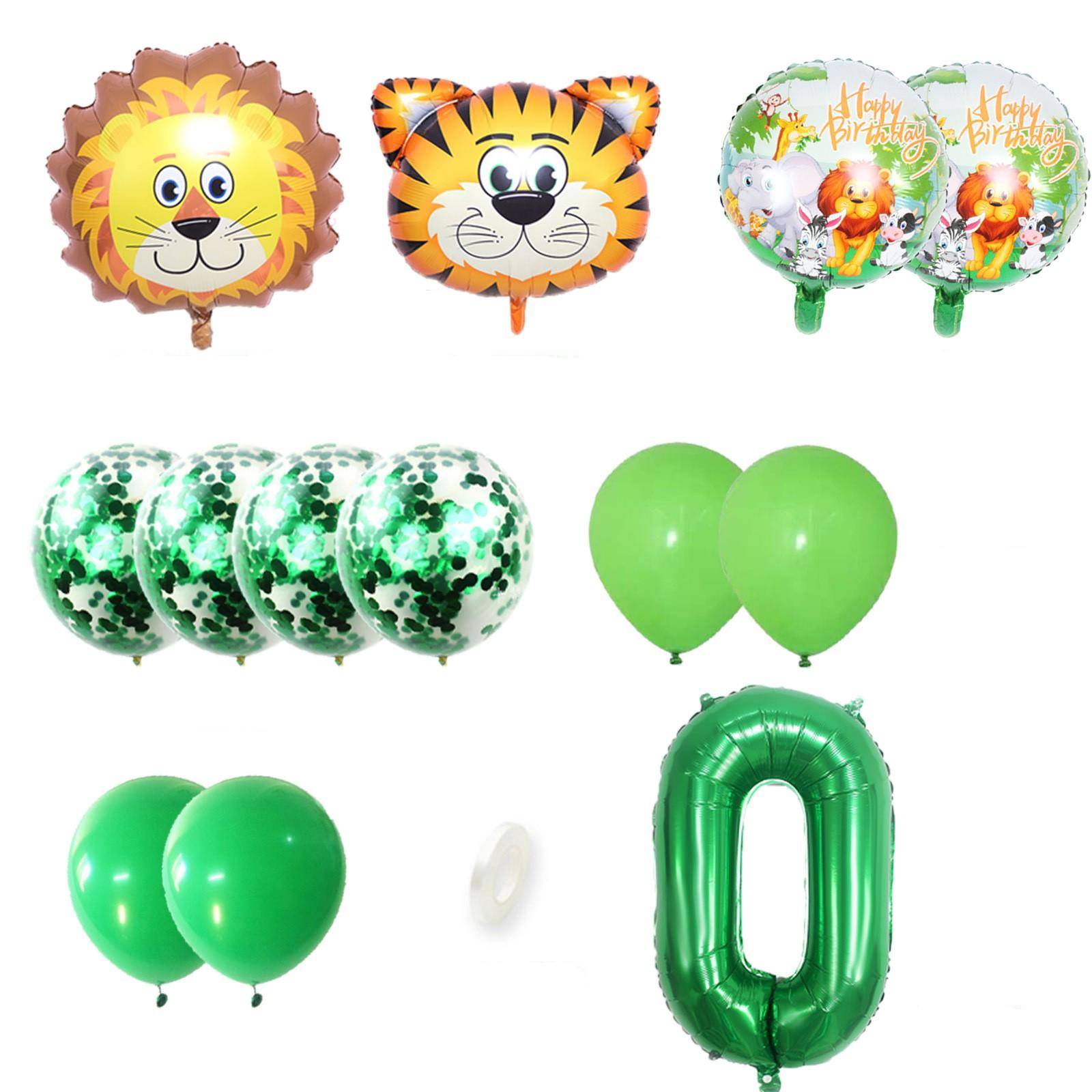 (14-tlg. Set) Party Zahlen Ballon Kinder Geburtstag Luftballons Latex- und Folienballon Safari - Zahl 5