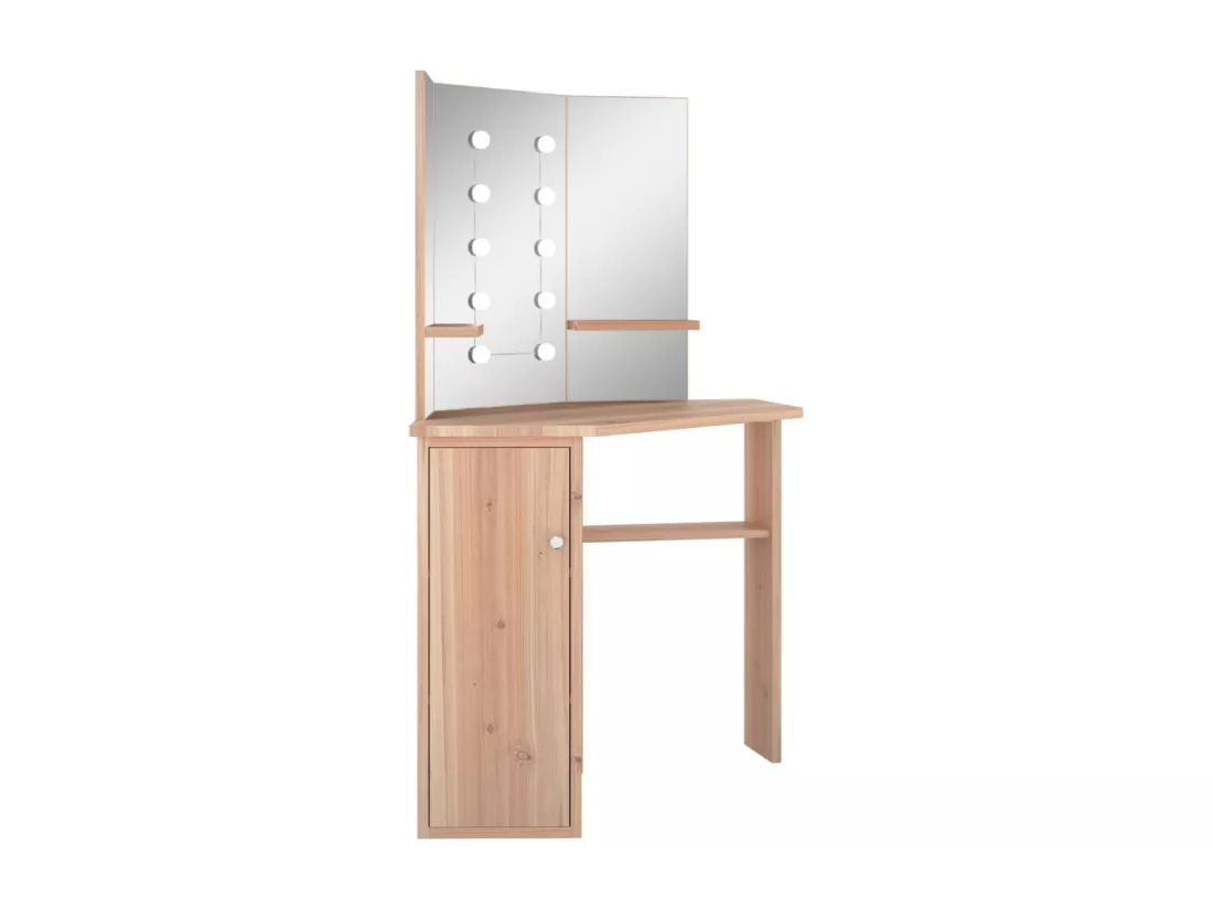 Coiffeuse d'angle avec LED Chêne 111x54x141,5 cm