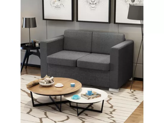 Canapé à 2 places Tissu Gris foncé