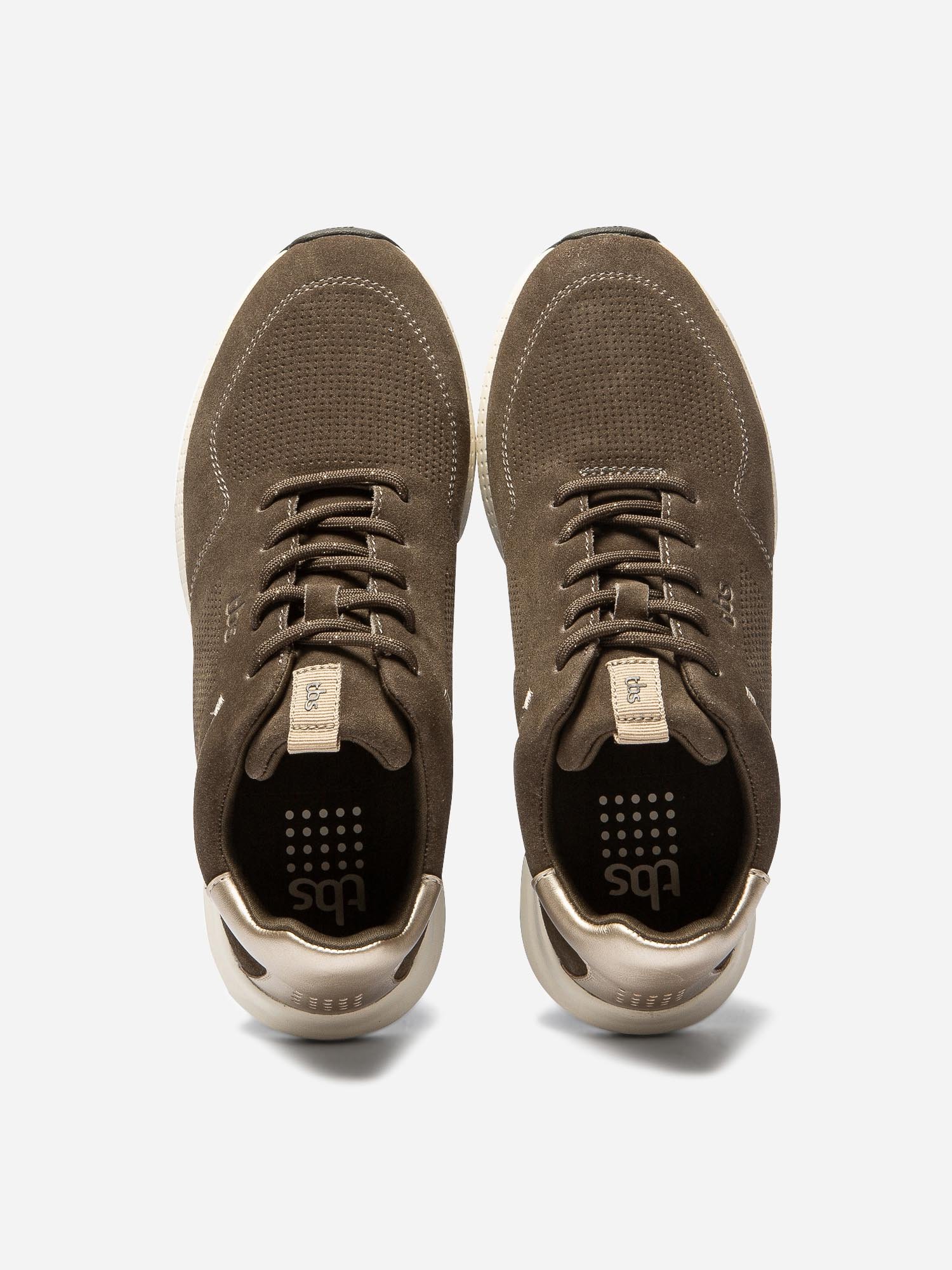 Baskets Femme Confort Cuir Kaki