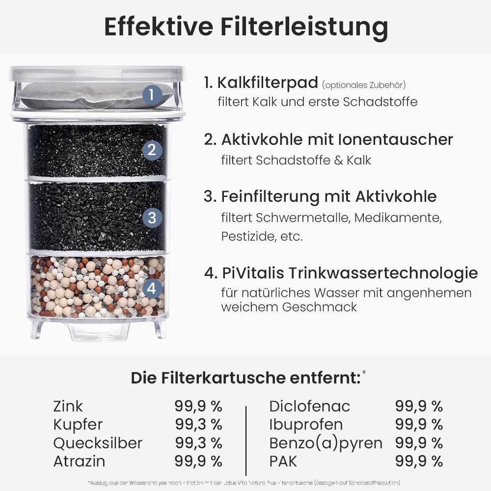 Lotus Vita Enya Wasserfilter Glas-Filterkanne Natura Plus - Klassik