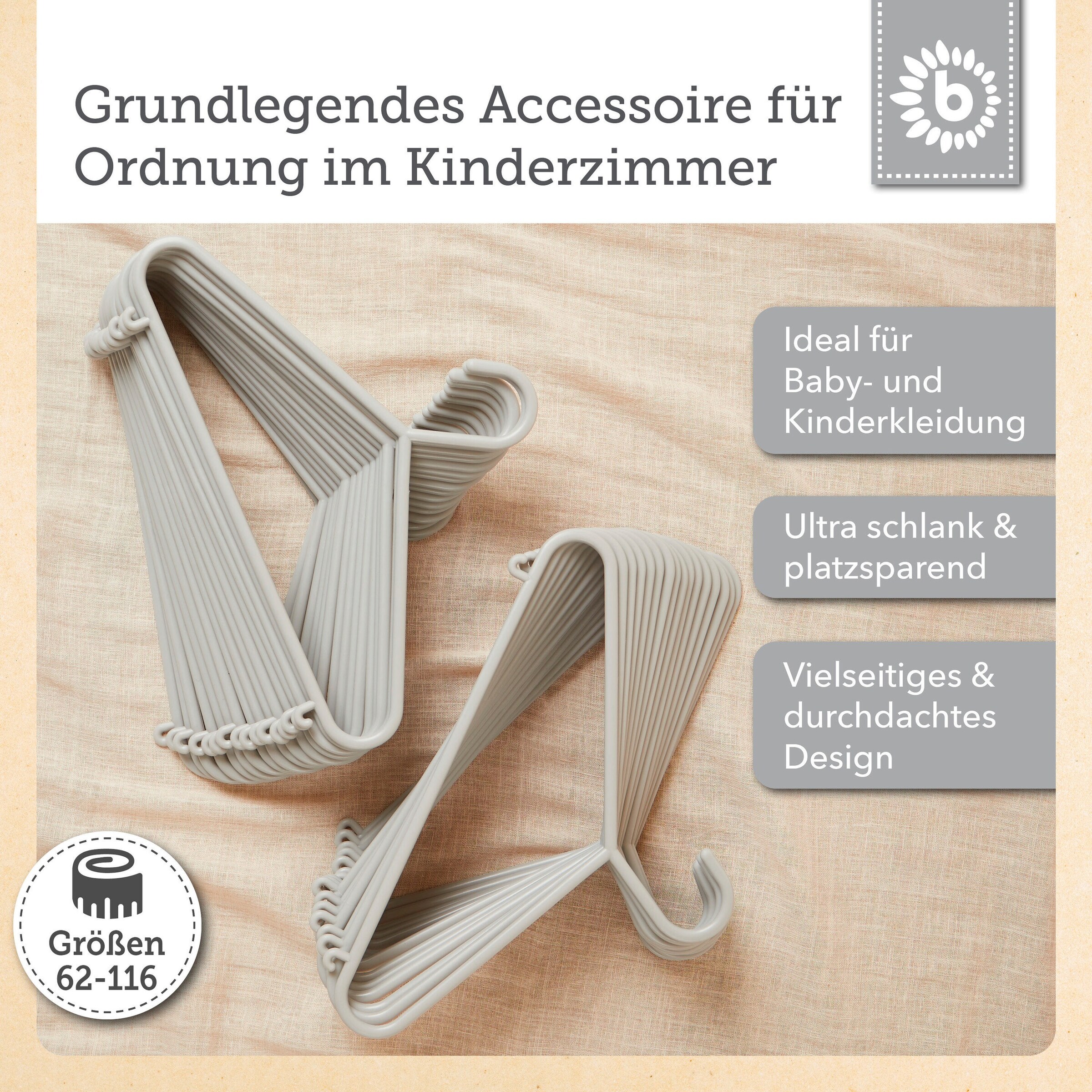 Bieco Kleiderbügel Kinder 32 St. Grau