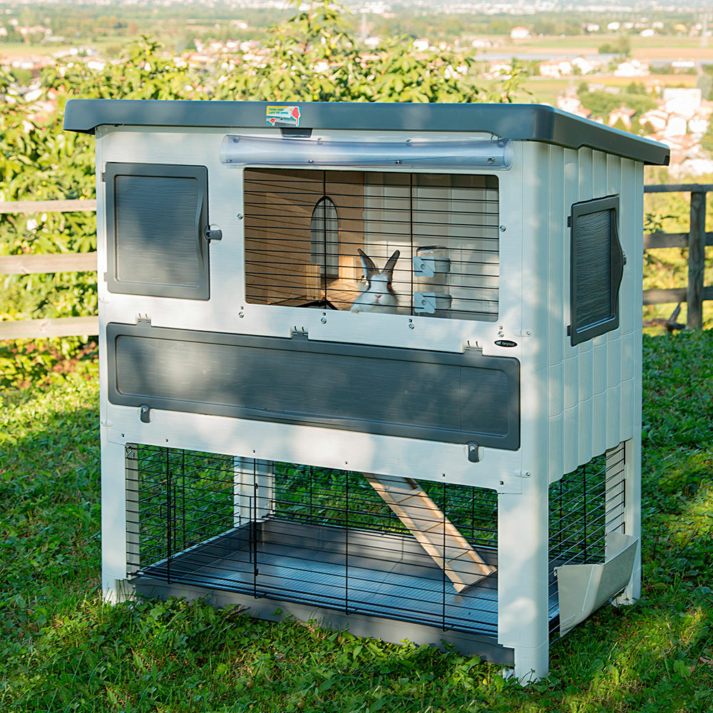 Ferplast cage lapin grand lodge 140 plus, clapier extérieur 2 étages, lapins, cochons d'inde, enclos pour lapins animaux