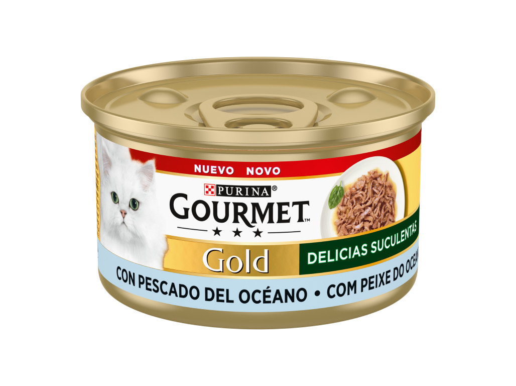 COMIDA HÚMIDA PARA GATO GOURMET GOLD DELÍCIAS SUCULENTAS PEIXE 85G