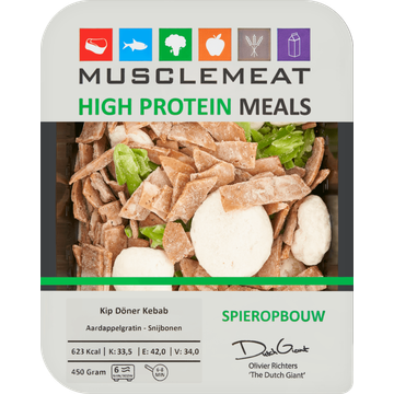 Muscle Meat High Protein Meals Kip Döner Kebab Aardappelgratin - Snijbonen Spieropbouw 450 g