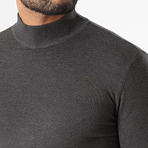 Pull Col Cheminée LD-690017 Gris Anthracite Chiné