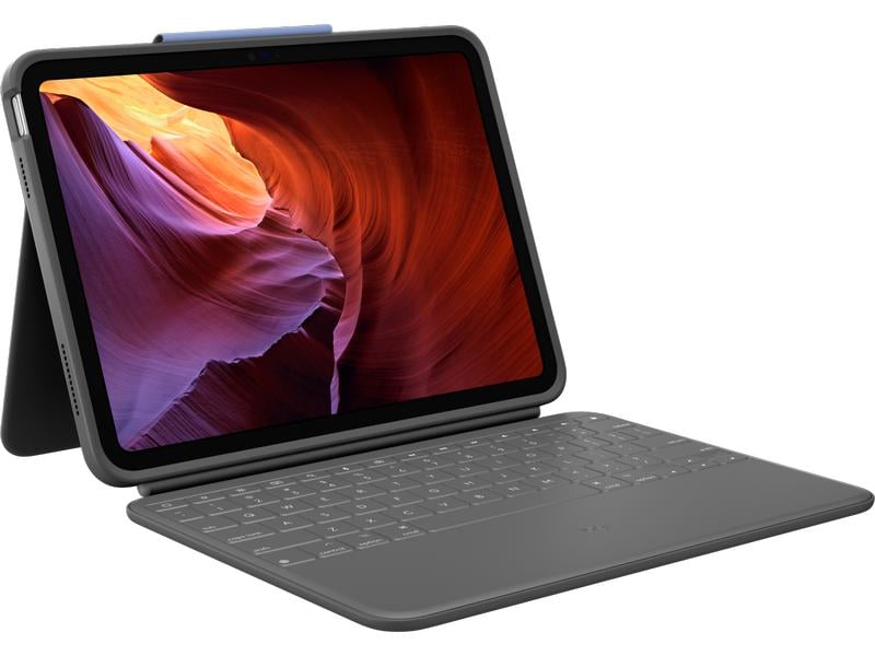 Logitech Tablet Tastatur Cover Rugged Folio iPad (10. Gen, Schutzhülle mit integrierter Tastatur für Apple iPad 10.9