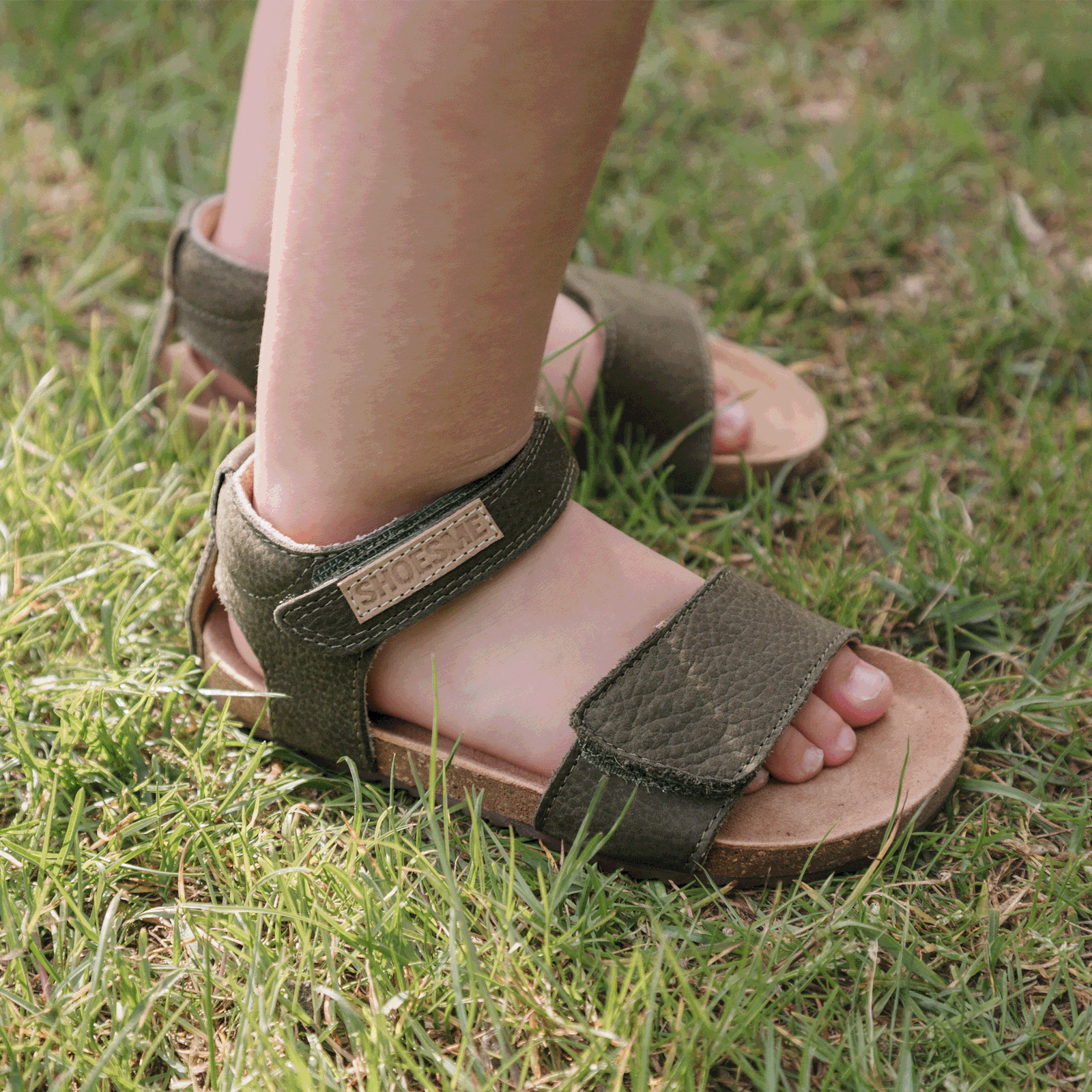 Shoesme groene sandaal met brede band Leer | Uni schoenen
