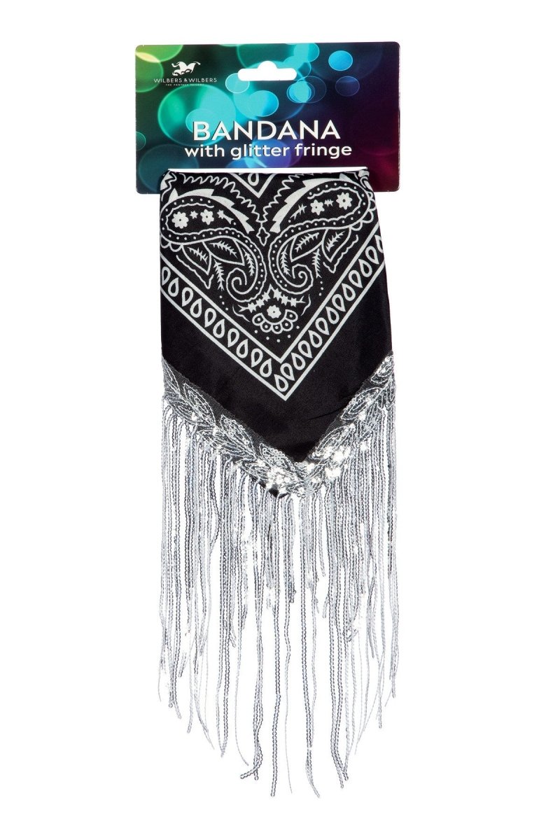 Zwart Zilveren Bandana Strass Franjes