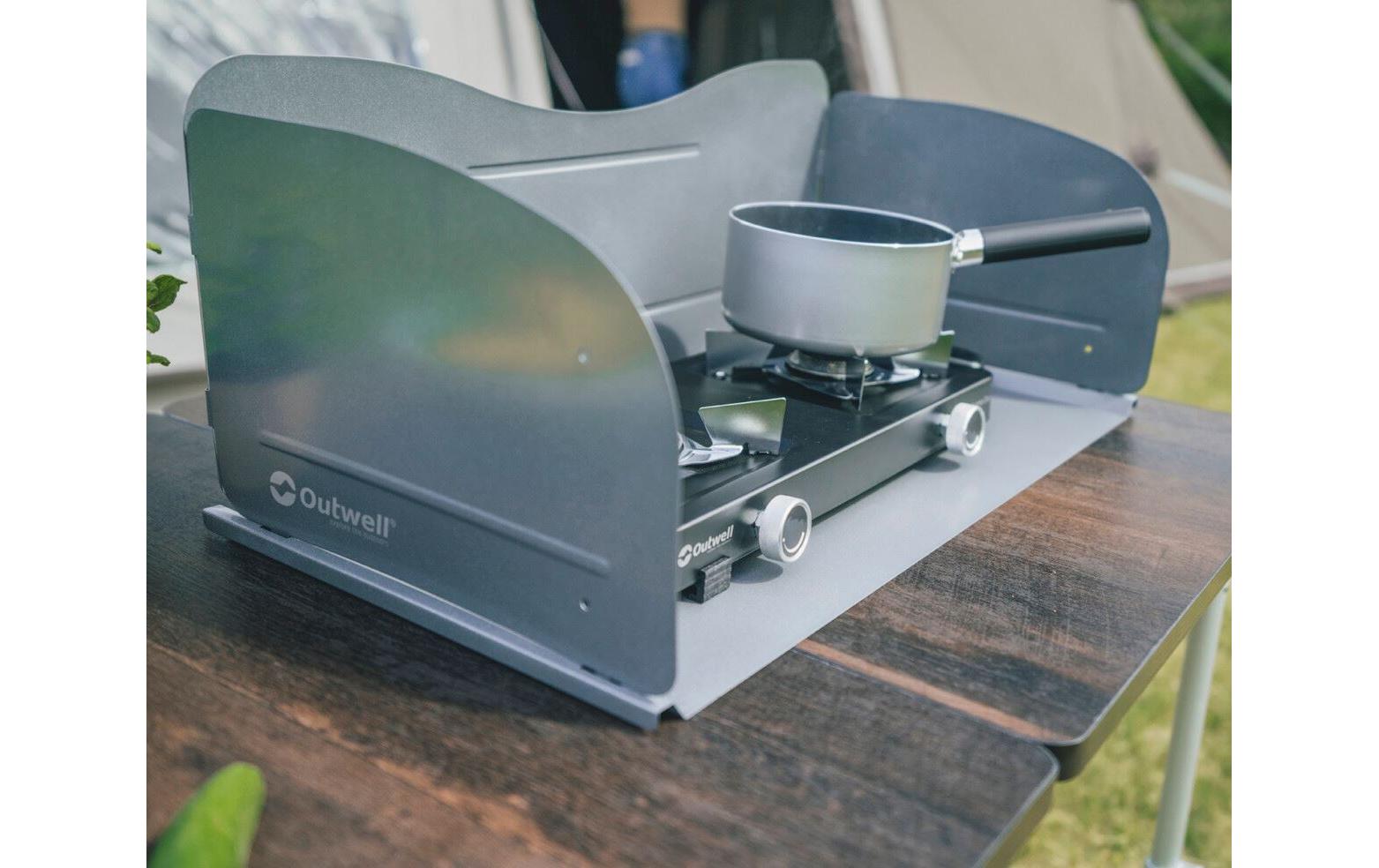 Wärmeverteilerplatte und windschutz 635 mm, GrauCamping-Windschutz