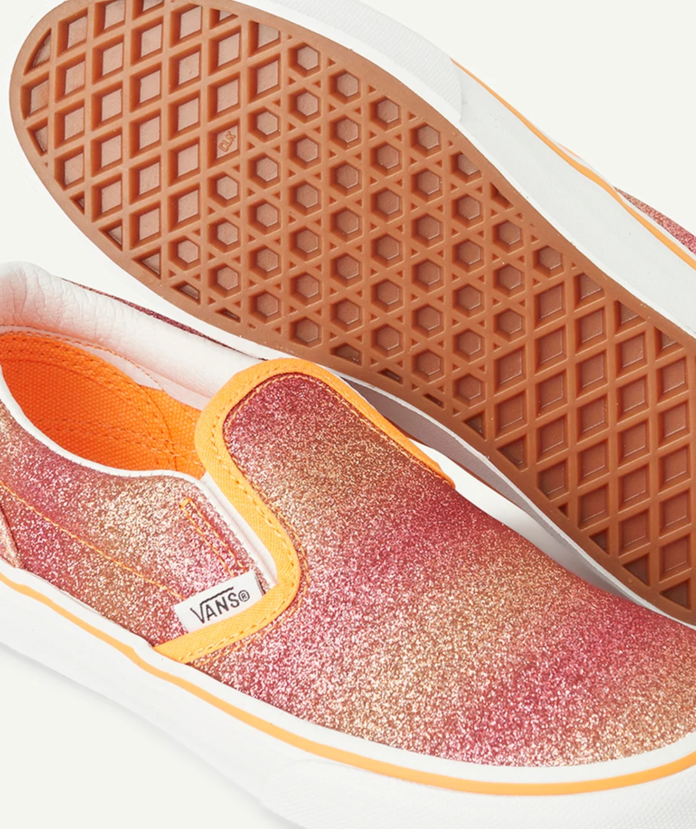 VANSchaussures classic slip-on enfant à paillettes oranges