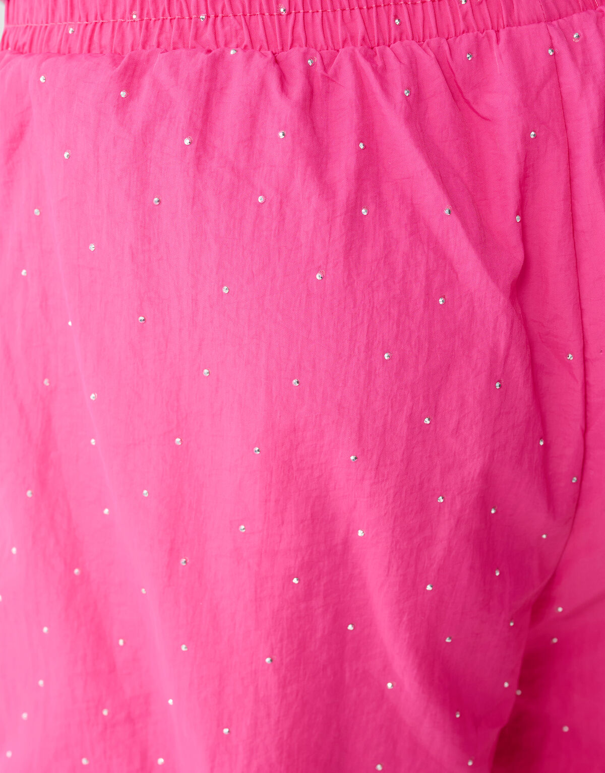 Strass Sporty Wide Leg Fit Broek Roze
