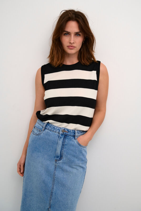 Kaffe KAlizzy Knit Slipover Black/turtledove bold stripe