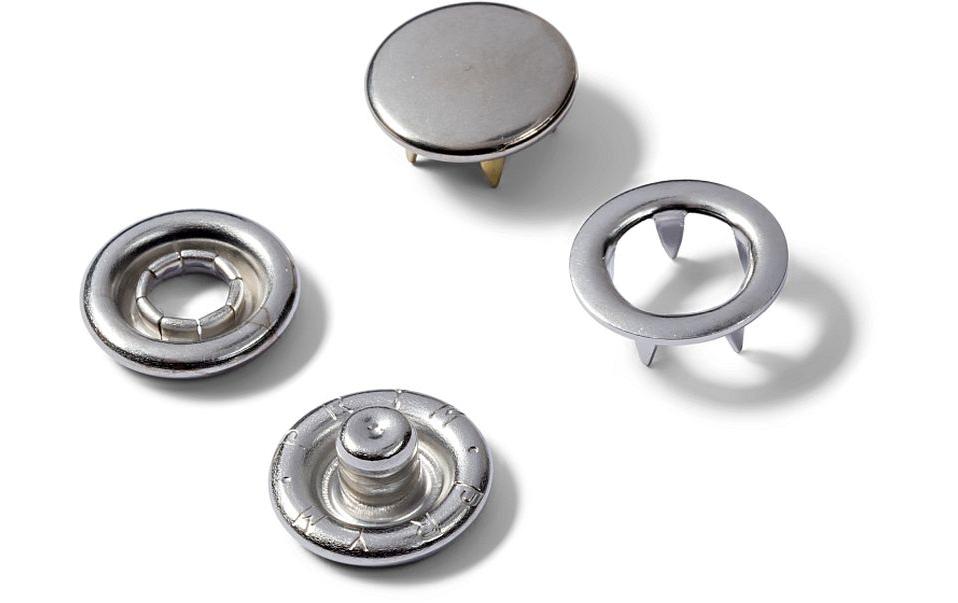 Druckknöpfe Jersey Kappe Silber, 10 mm, 20 StückNähfreie Druckknöpfe zum Nachfüllen
