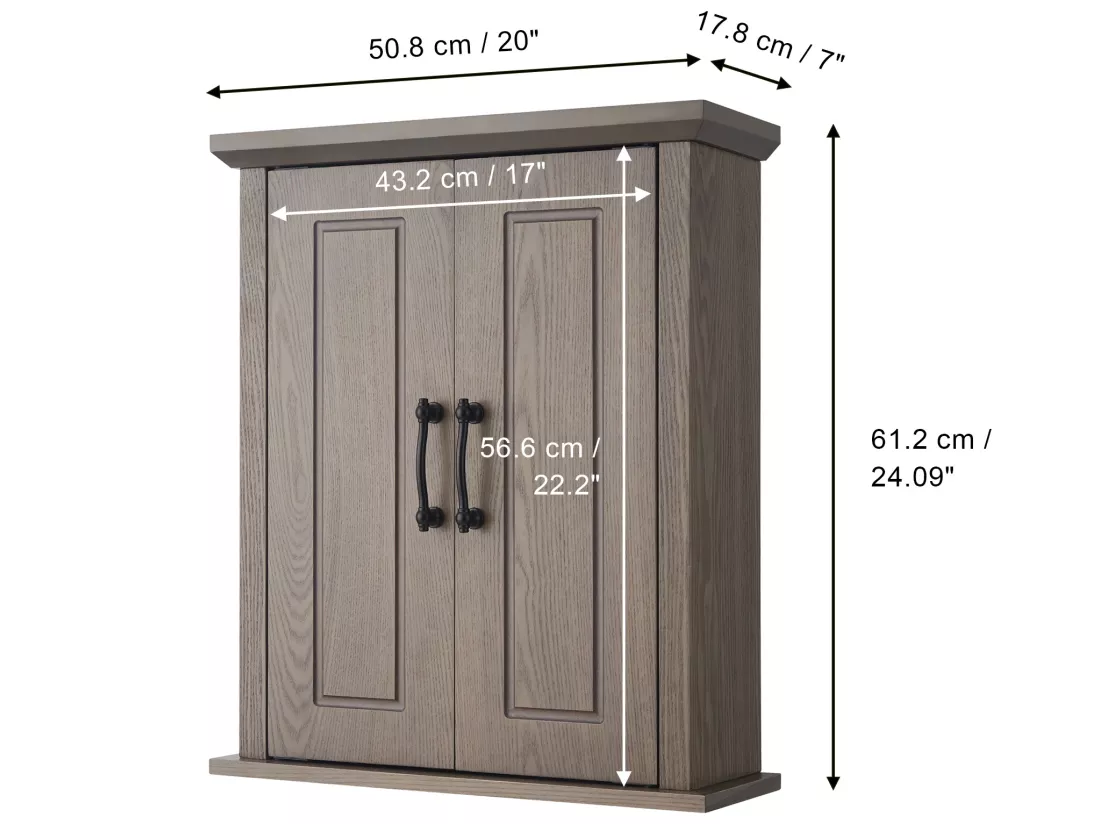 Armoire à pharmacie murale en bois pour salle de bain - Portes doubles