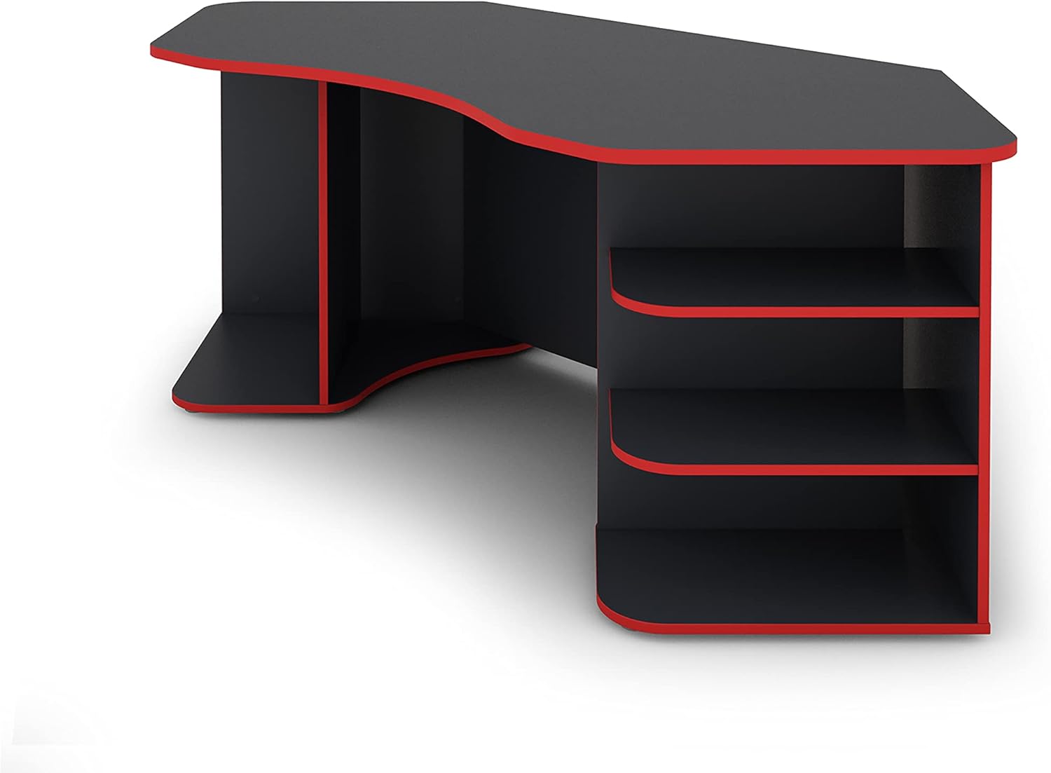 byLIVING Schreibtisch THANATOS/Gaming-Tisch in Anthrazit mit Kanten in rot/Eck-Scheibtisch mit viel Stauraum und XXL Tischplatte/Computer-Tischr/PC/Arbeits-Tisch / 198x76x85cm (BxHxT)