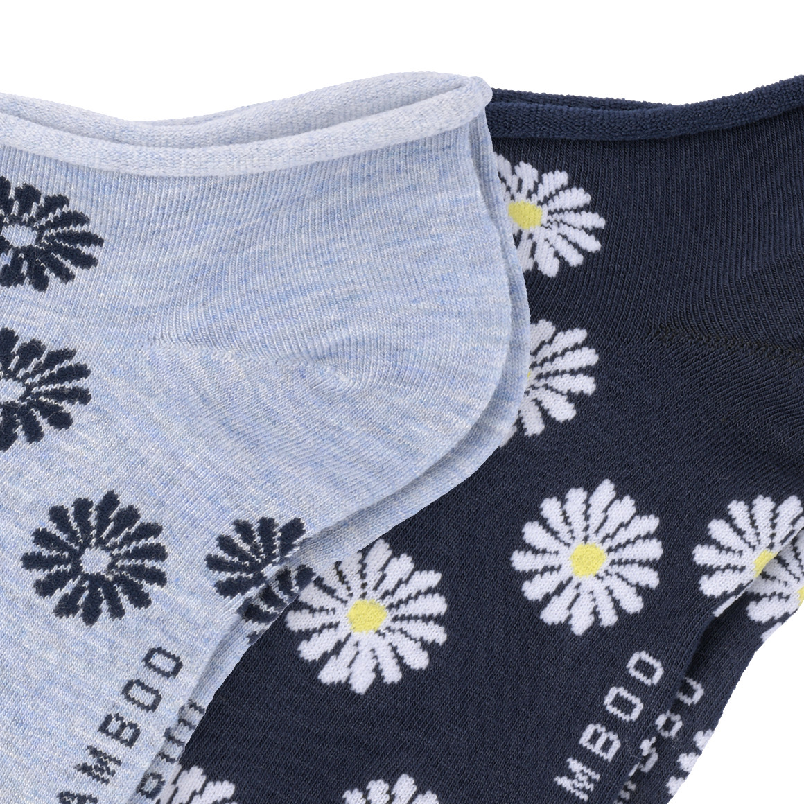 Gina Benotti 2 Paar Damen Sneaker-Socken mit Blümchen hellblau / dunkelblau