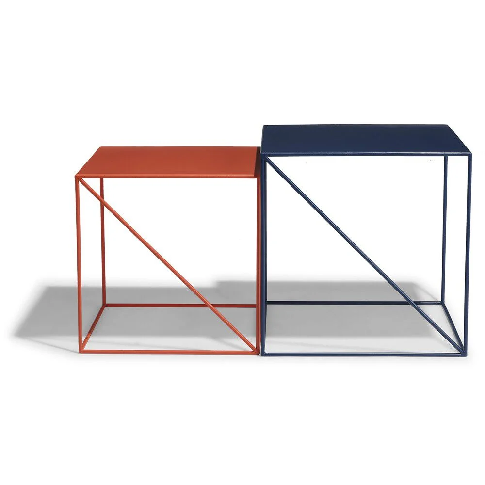 Bout de canapé Chad terracotta et bleu x2