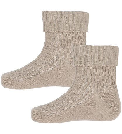 Minymo Socken - 2er-Pack - Rib - Light Taupe