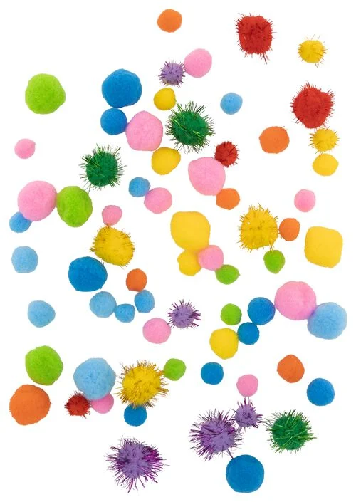 pompons colorés et à paillettes