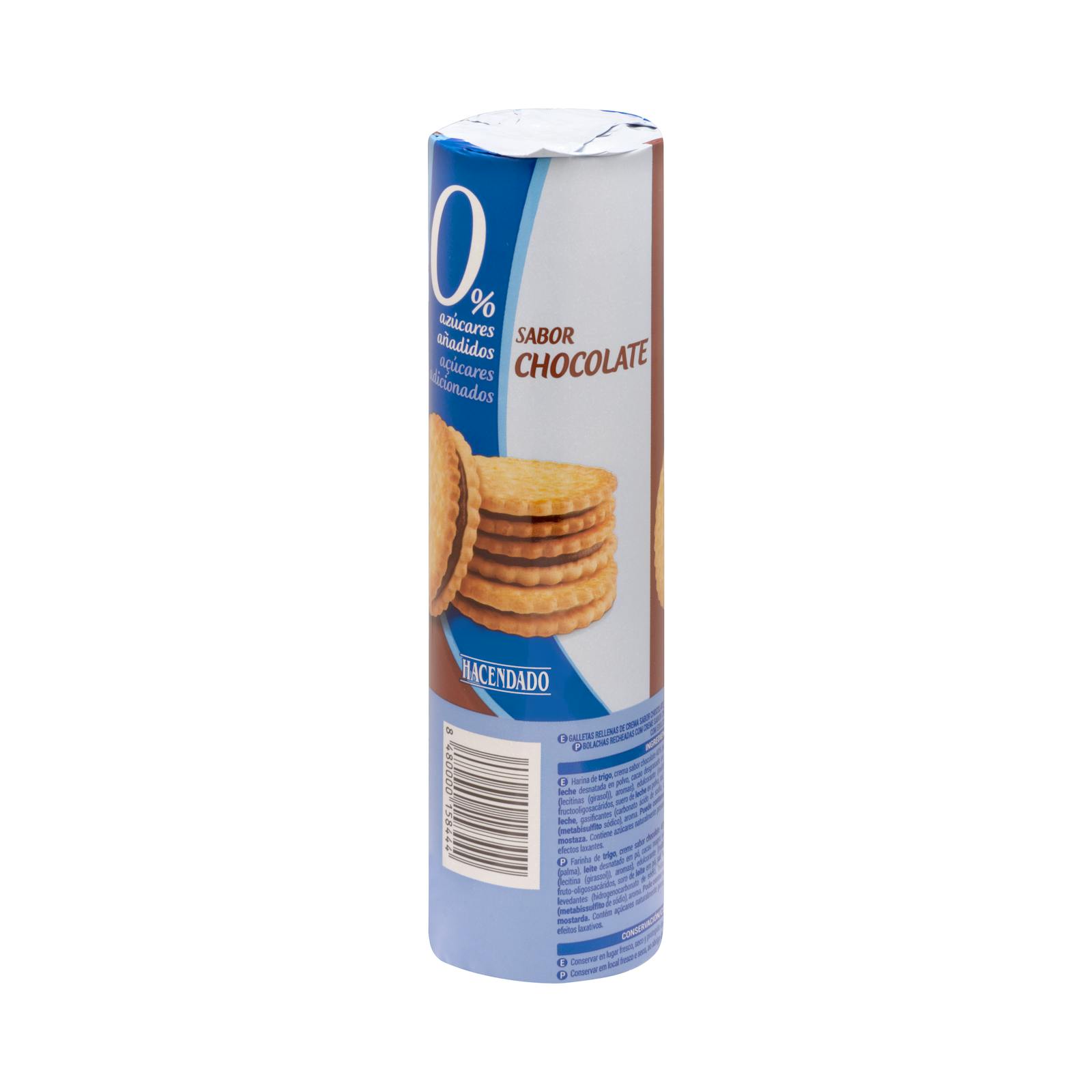 Biscuits fourrés au chocolat Hacendado avec 0% de sucres ajoutés