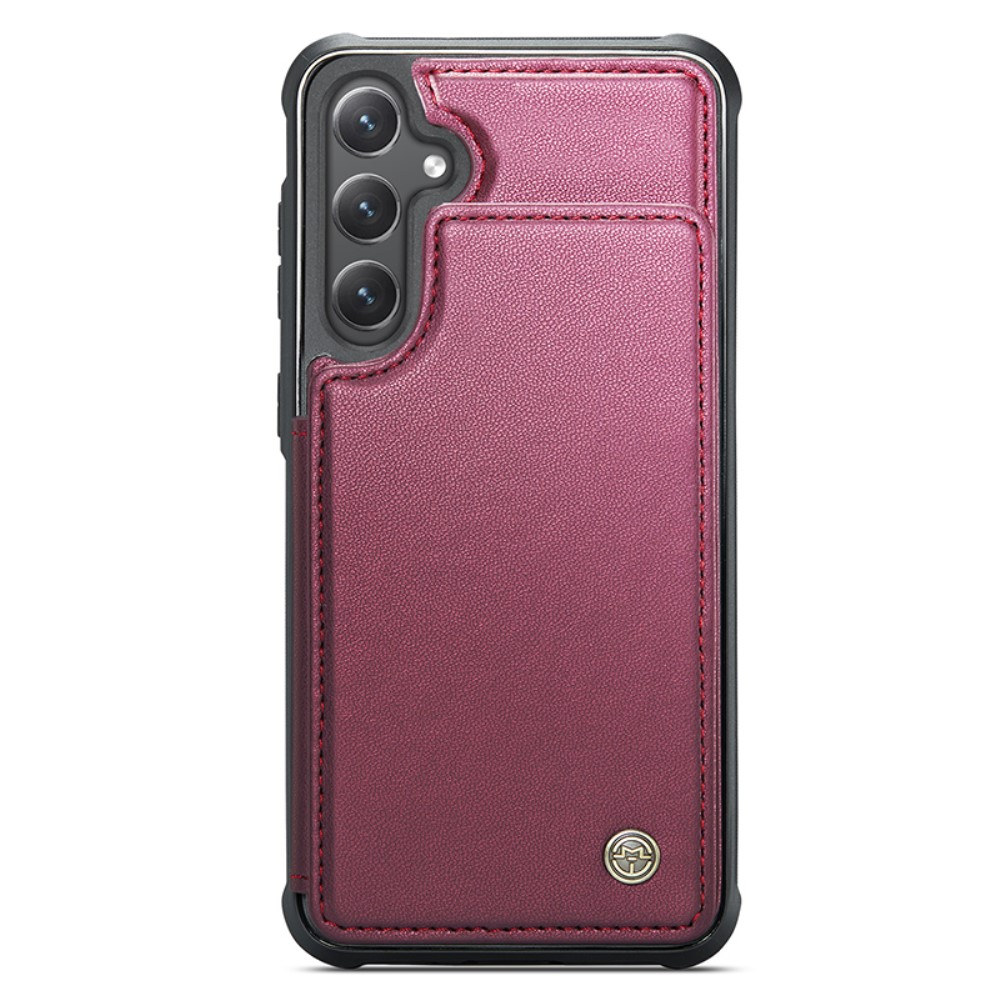 Samsung Galaxy S23 FE Leder Hülle mit Kartenfächern im Litchi Look   Kickstand (RFID Schutz) - Rot
