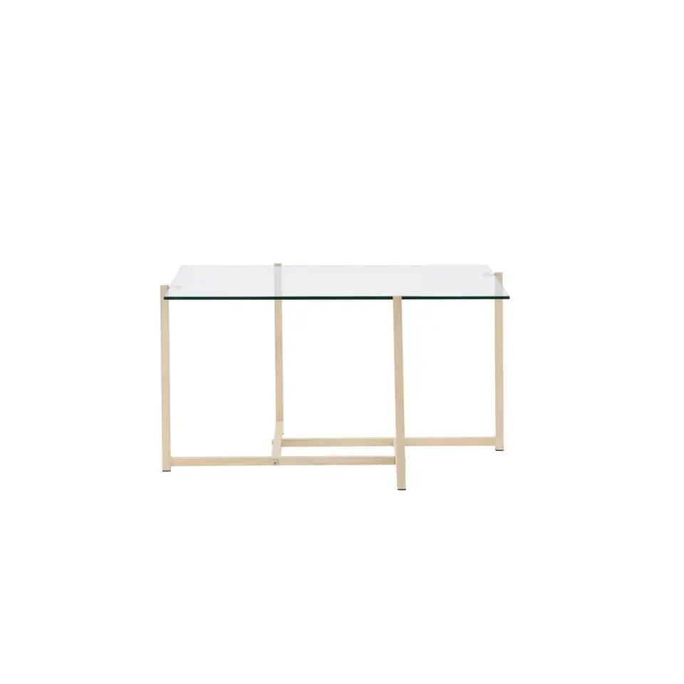 Salontafel Glas/Naturel Hout - 80x80x45cm - Hybrid